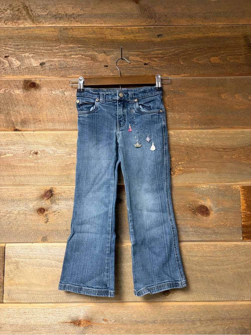 VTG y2k Disney Princess Charm Embroidered Denim Jeans Girls 5 Cinderella Crown